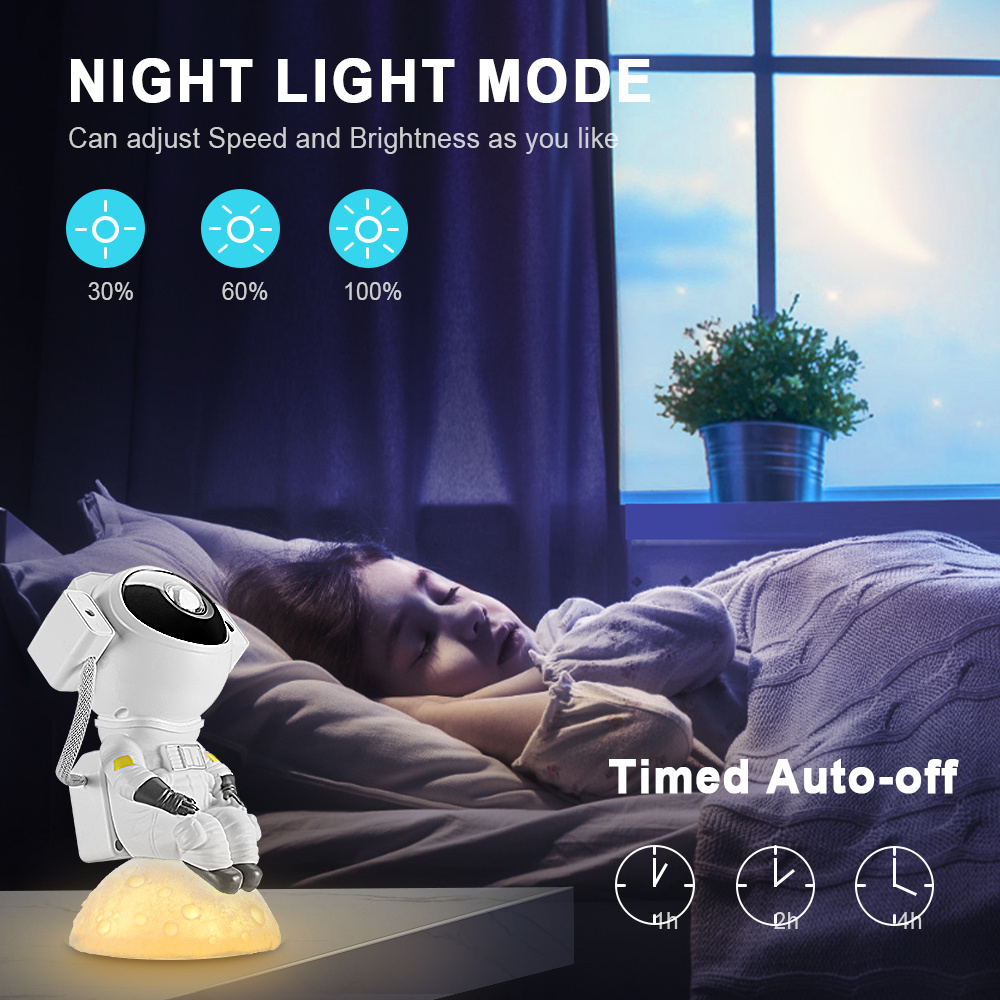 360 Degree Adjustable and Timer Projector Night Light Rechargeable Cute Astronaut Night Light for Kids Bedroom Decoration Light