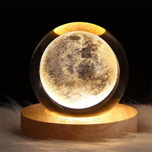 Electronic Present 3D Crystal Night Light LED Mood Lamp Wooden Night Lamp For Bedroom Decor