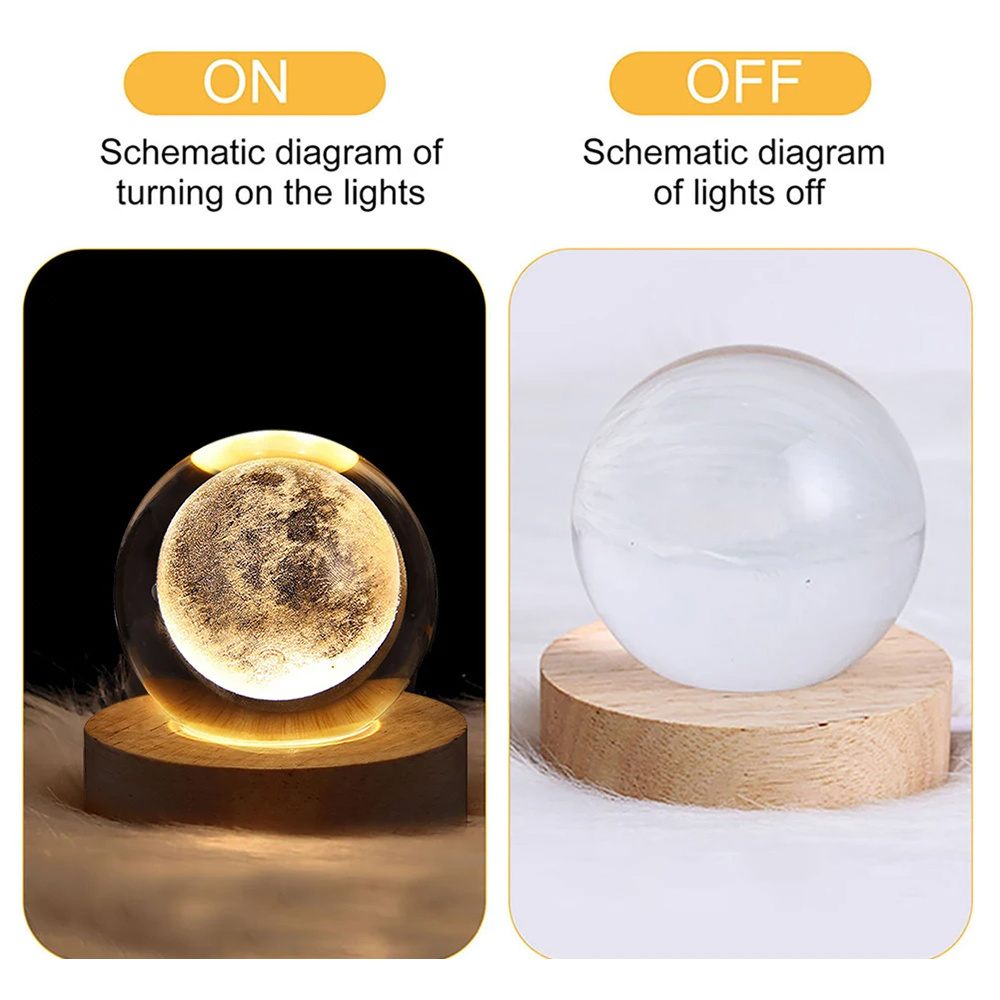 Electronic Present 3D Crystal Night Light LED Mood Lamp Wooden Night Lamp For Bedroom Decor