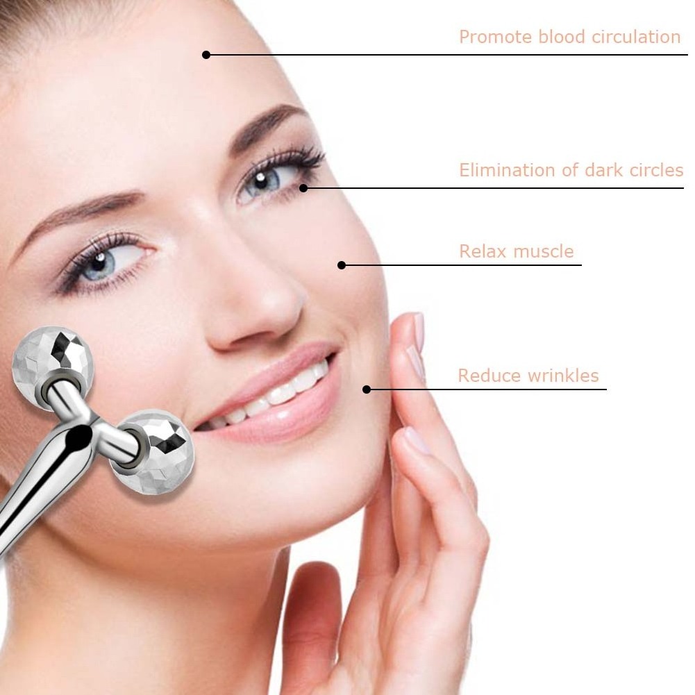 3D Metal Face Massage Tool for Reduce Puffiness, Remove Eye Wrinkles, Face Lift, Increase Firmness, Anti-Aging, Skin Tightening