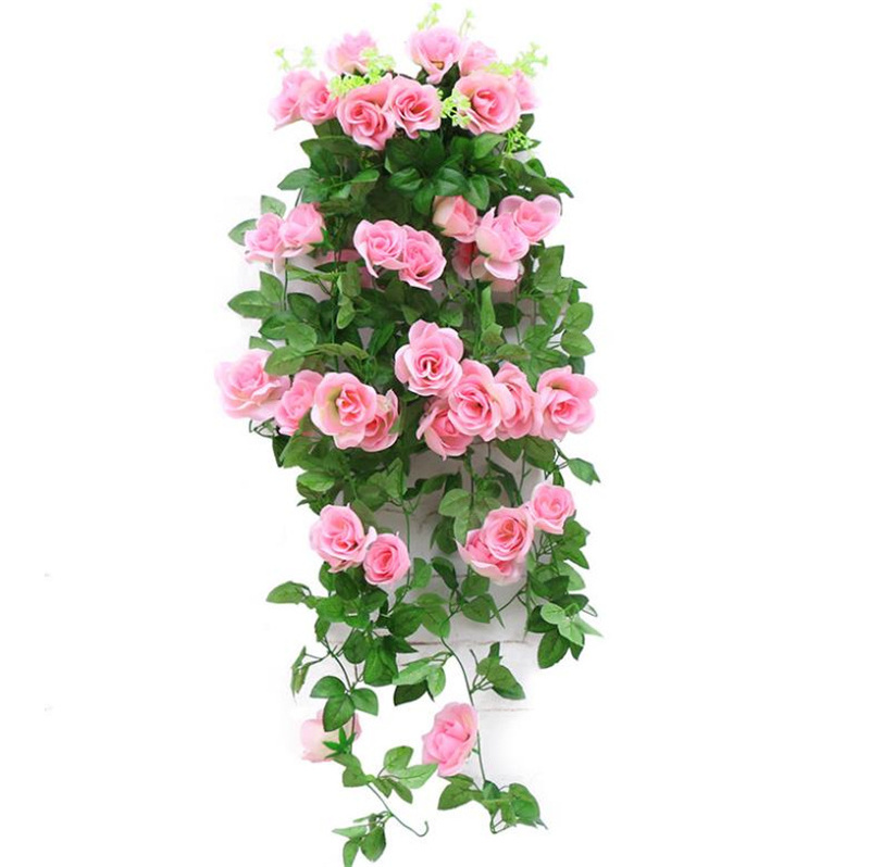 Artificial silk rose vines wall hanging flower rattan used for living room wall and garden decoration flower vine