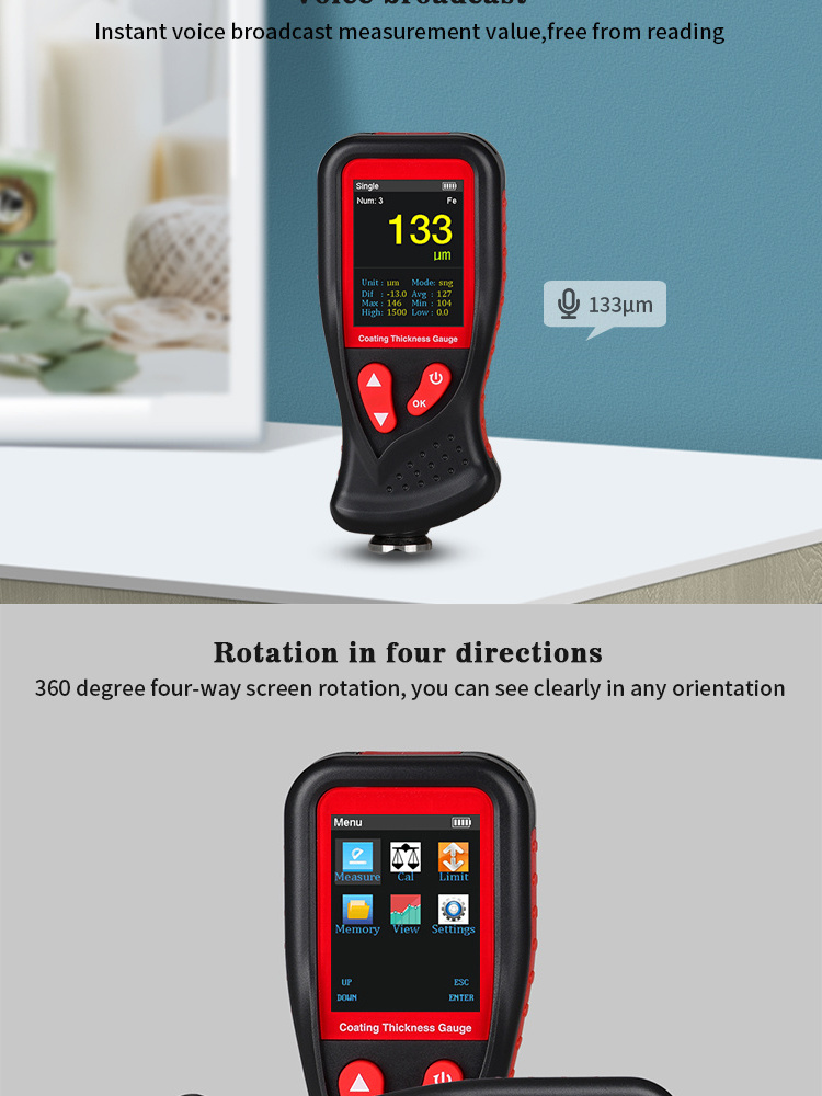 GT230 Digital Film Coating Thickness Gauge Meter Portable Car Paint ...