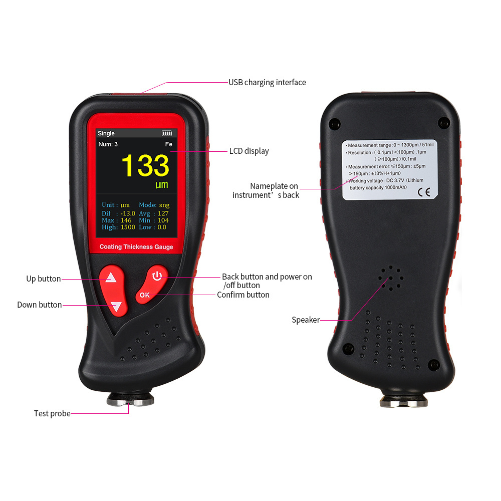 GT230 Digital Film Coating Thickness Gauge Meter Portable Car Paint ...
