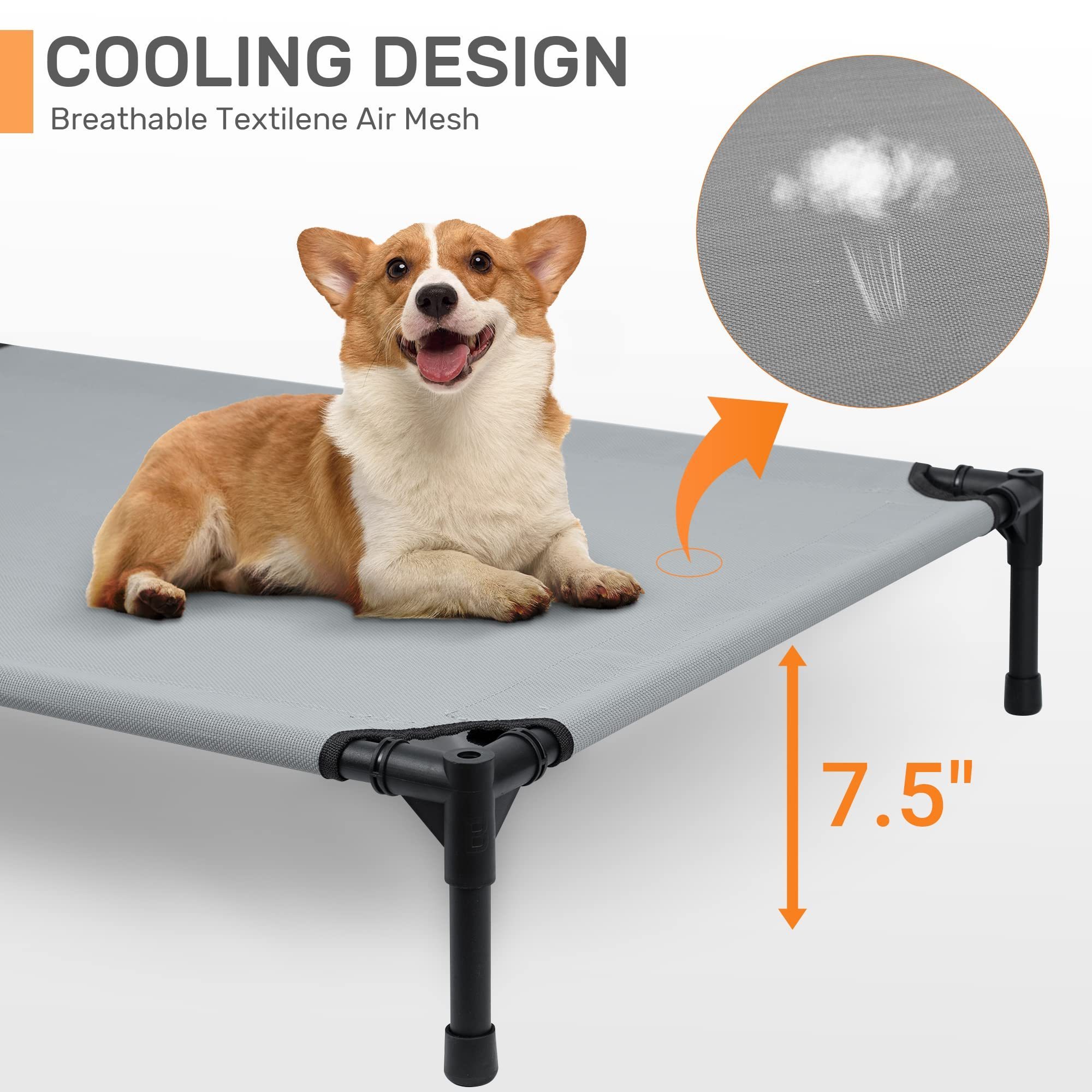 Petdom 42 inches Elevated Dog Bed Outdoor Dog Cot with Removable Canopy Shade Tent Portable Raised Pet Cot Cooling Bed