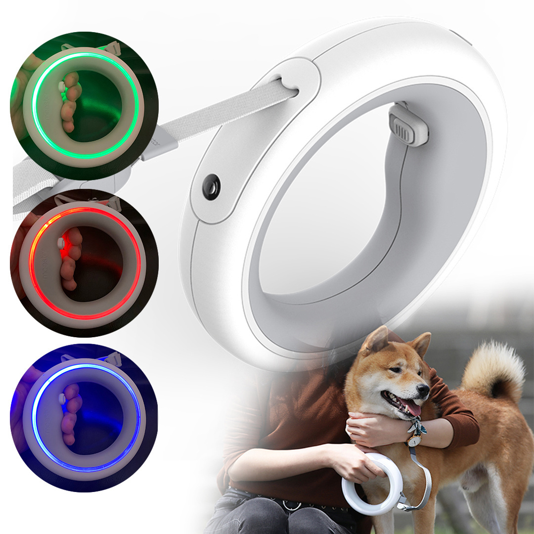 2022 Upgraded Dog Leads Rope Smart Dog Leash Hands Free Anti-shock Walking LED Light Retractable UFO Pet Leash