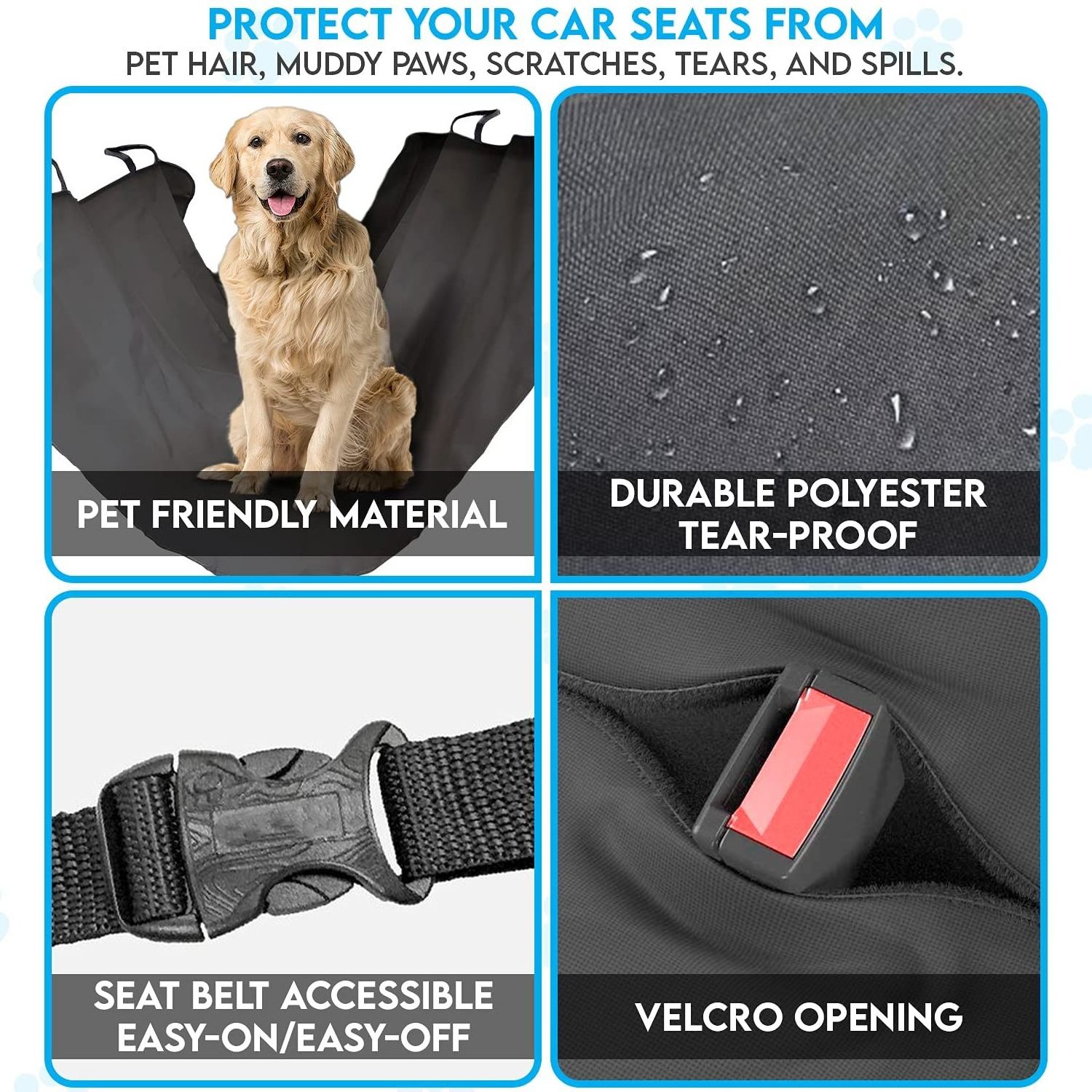 Amazons Best Sellers 100% Waterproof Foldable Non-Slip Padded Hammock Rear Back Seat Mat Custom Pet Dog Car Seat Cover For Car