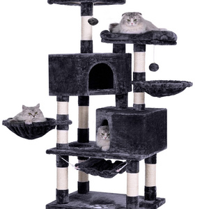 Multi-Level Pet Climbing Scratcher Cat Scratching Tree With Sisal Scratching Posts Perches Houses Hammock Cat Tower