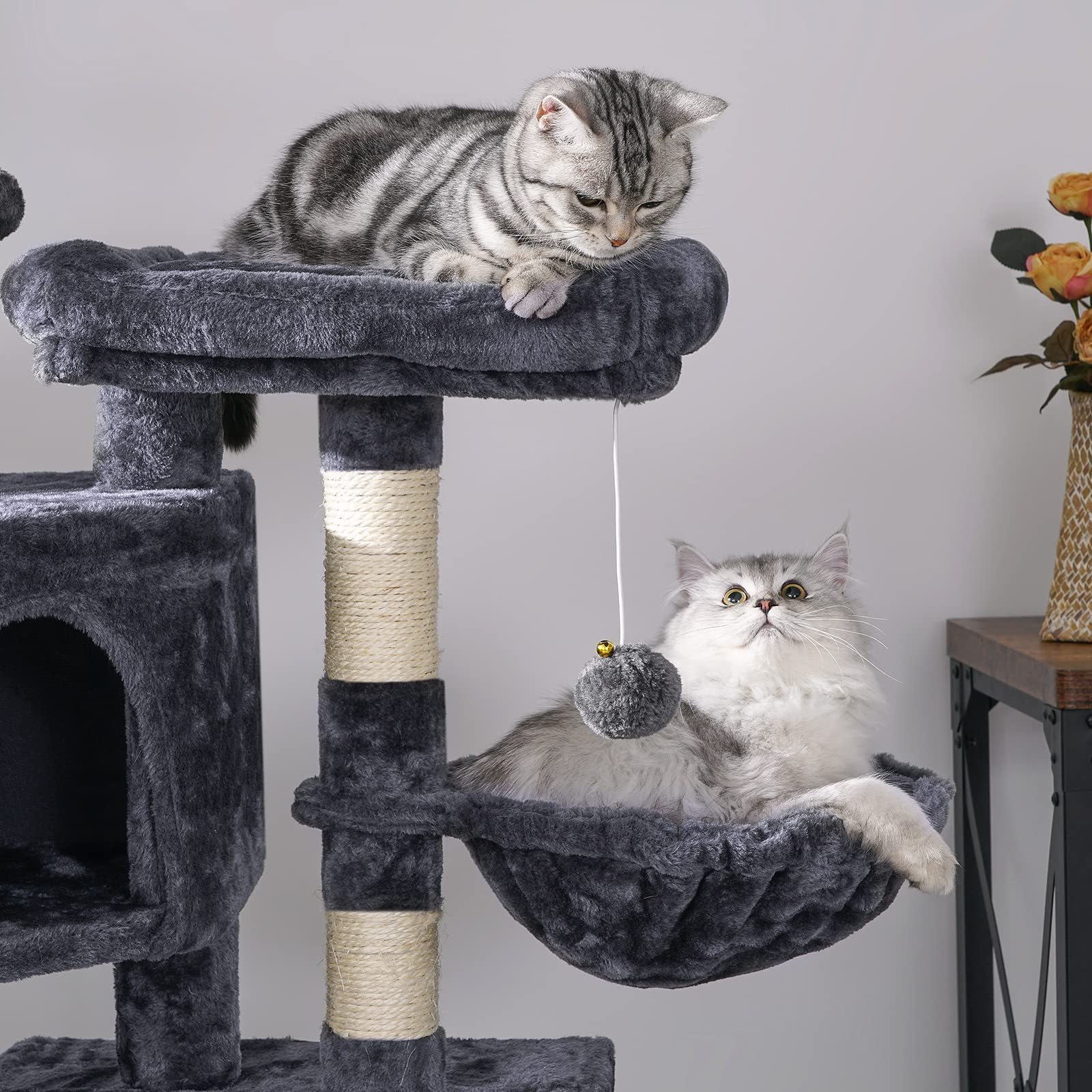 Multi-Level Pet Climbing Scratcher Cat Scratching Tree With Sisal Scratching Posts Perches Houses Hammock Cat Tower