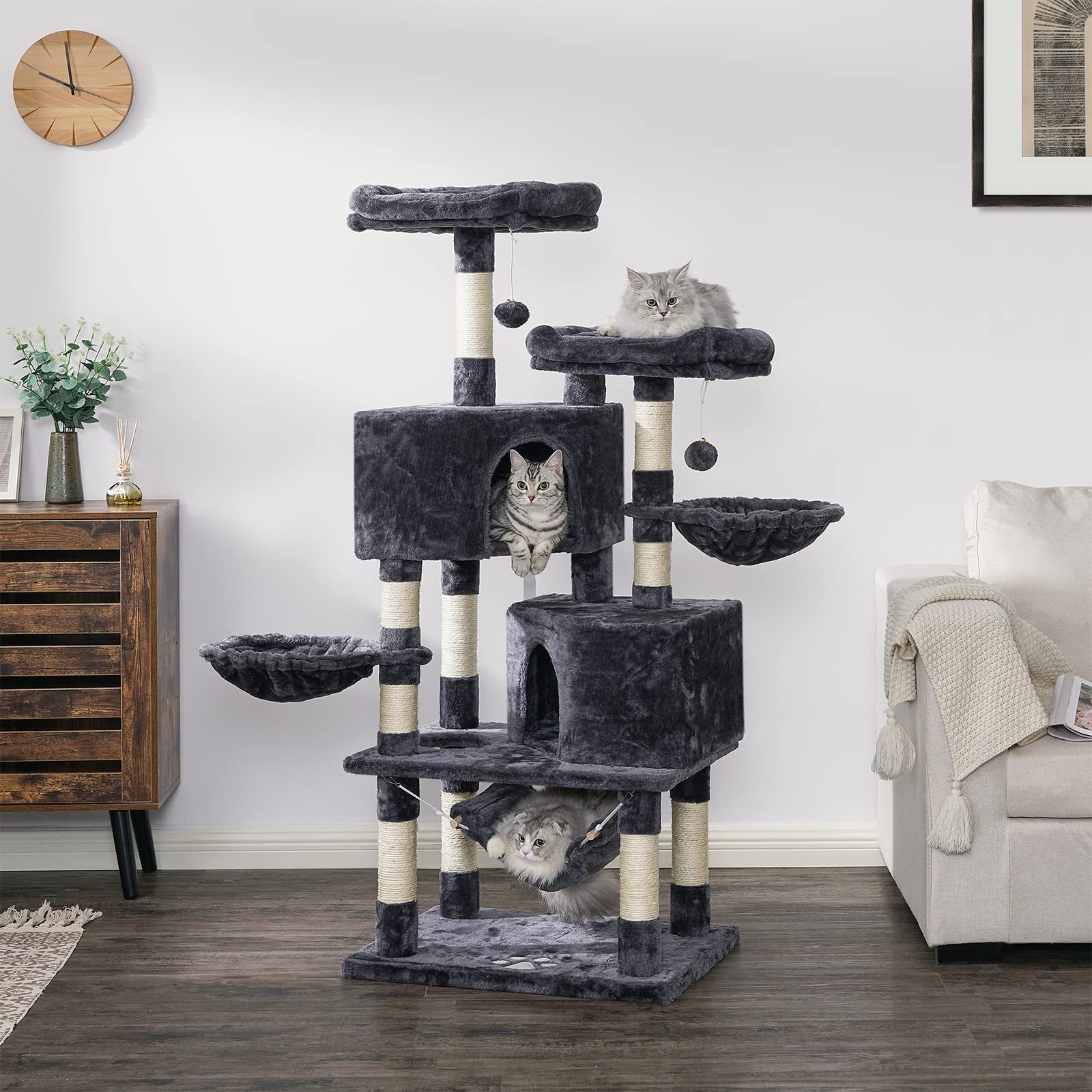 Multi-Level Pet Climbing Scratcher Cat Scratching Tree With Sisal Scratching Posts Perches Houses Hammock Cat Tower