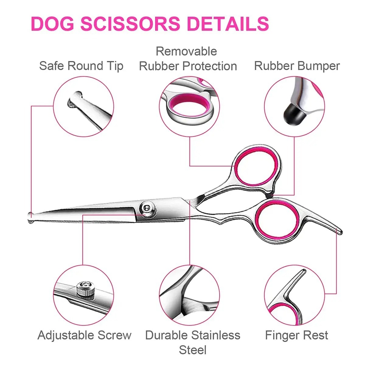 Pet Scissors Set Stainless Steel Straight Scissors Thinning Shears Dog Grooming Scissors Professional Dog Grooming Shears Set