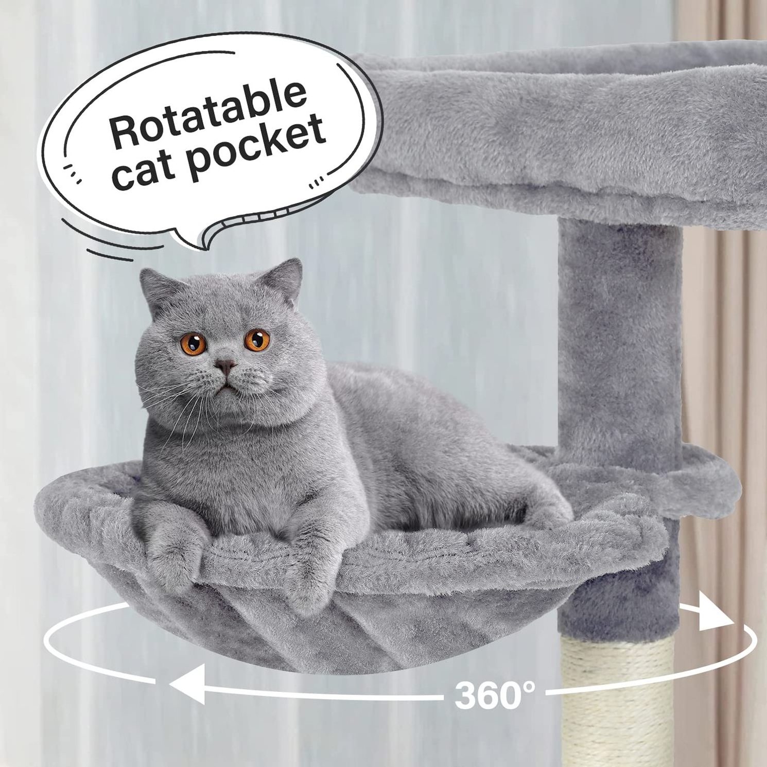 Petdom 33in Multi-Level Cat Tree Tower with Scratching Posts Cats Condo Furniture Activity Center Stand House with Hammock