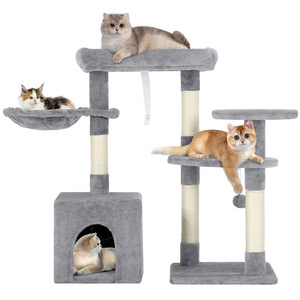 Petdom 33in Multi-Level Cat Tree Tower with Scratching Posts Cats Condo Furniture Activity Center Stand House with Hammock