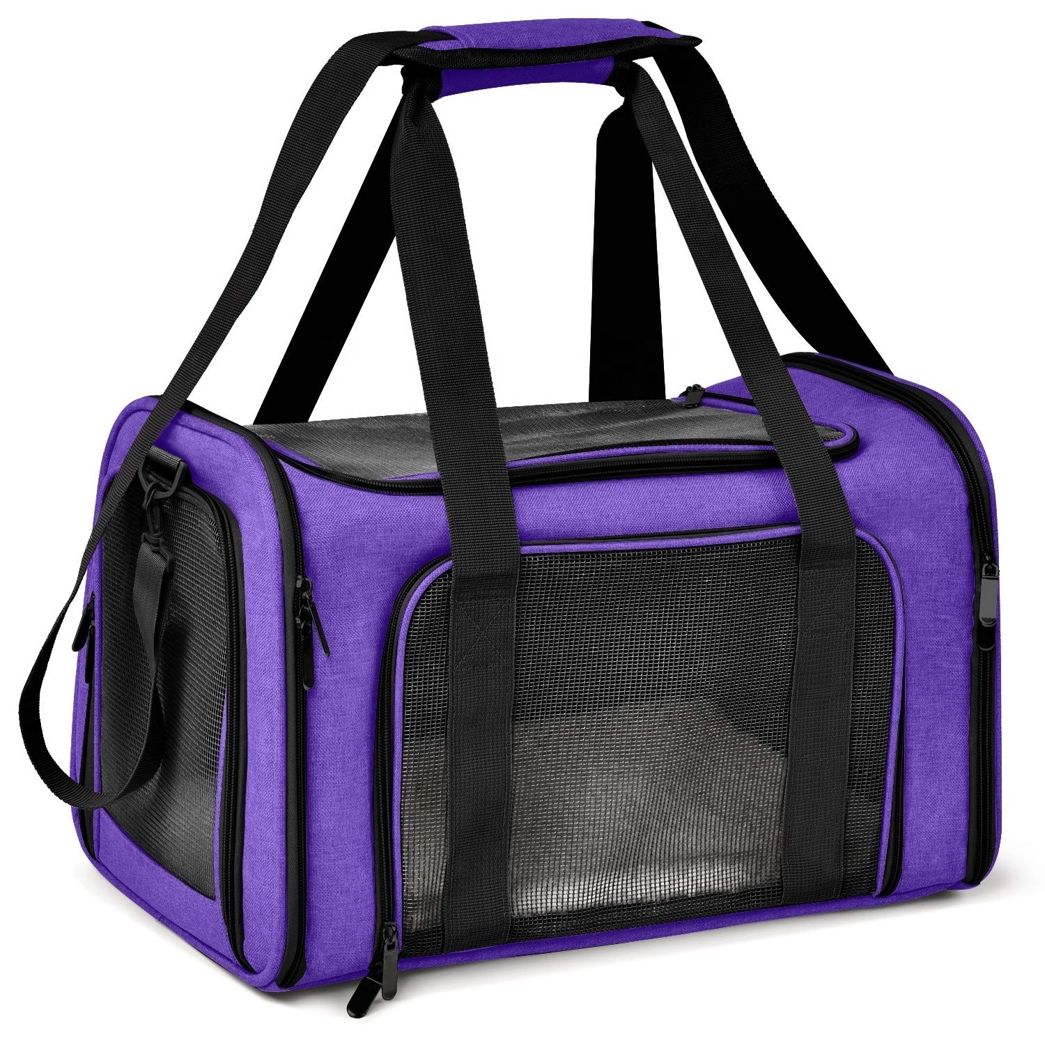 Custom Pet Carrier Travel Expandable Cat Dog Carrier Soft-Sided Pet travel Carrier Bag with Removable Pockets