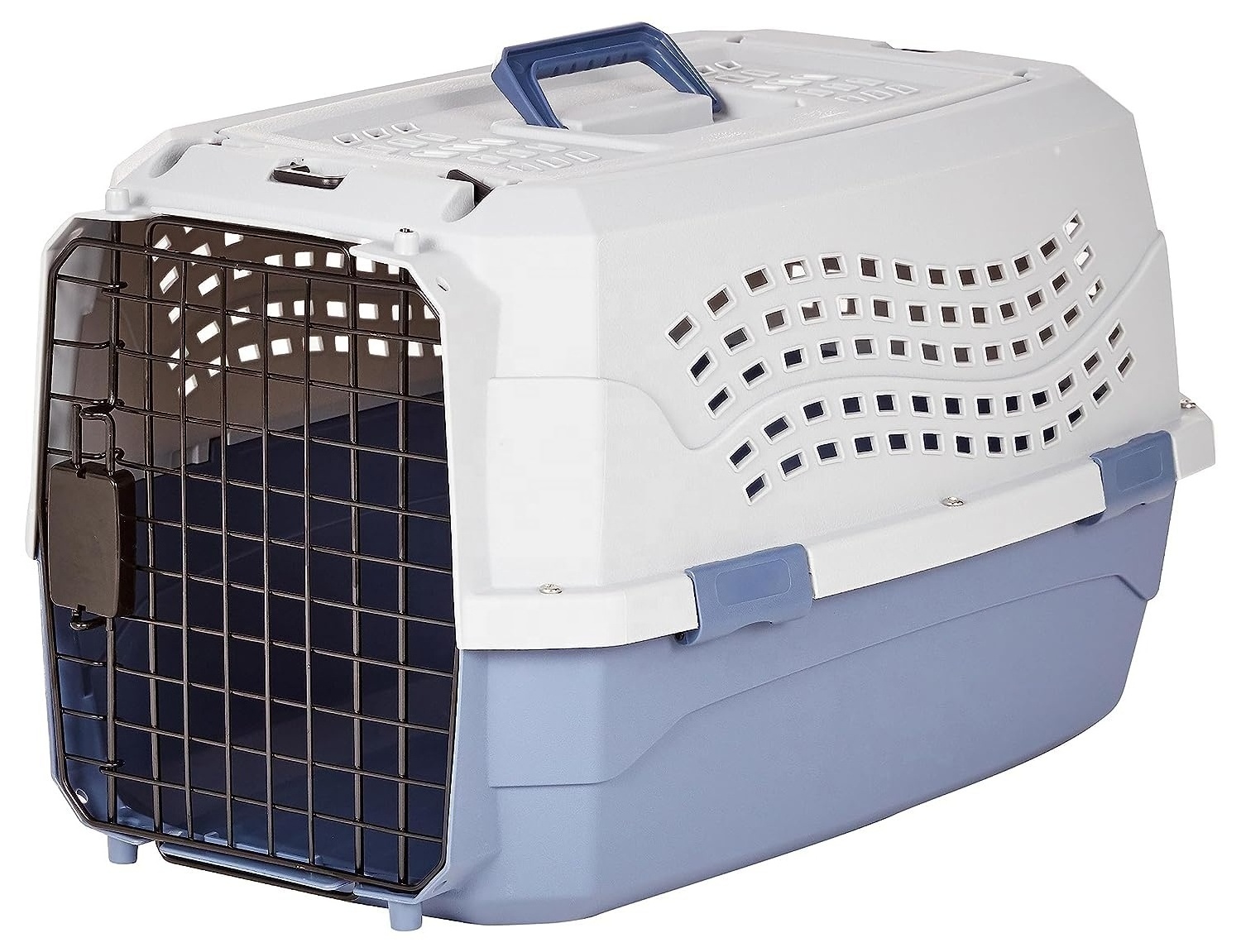 Luxury Large Kennel Dog Cat Crate Carrier Approved Plastic Pet Travel Carrier Gray & Blue