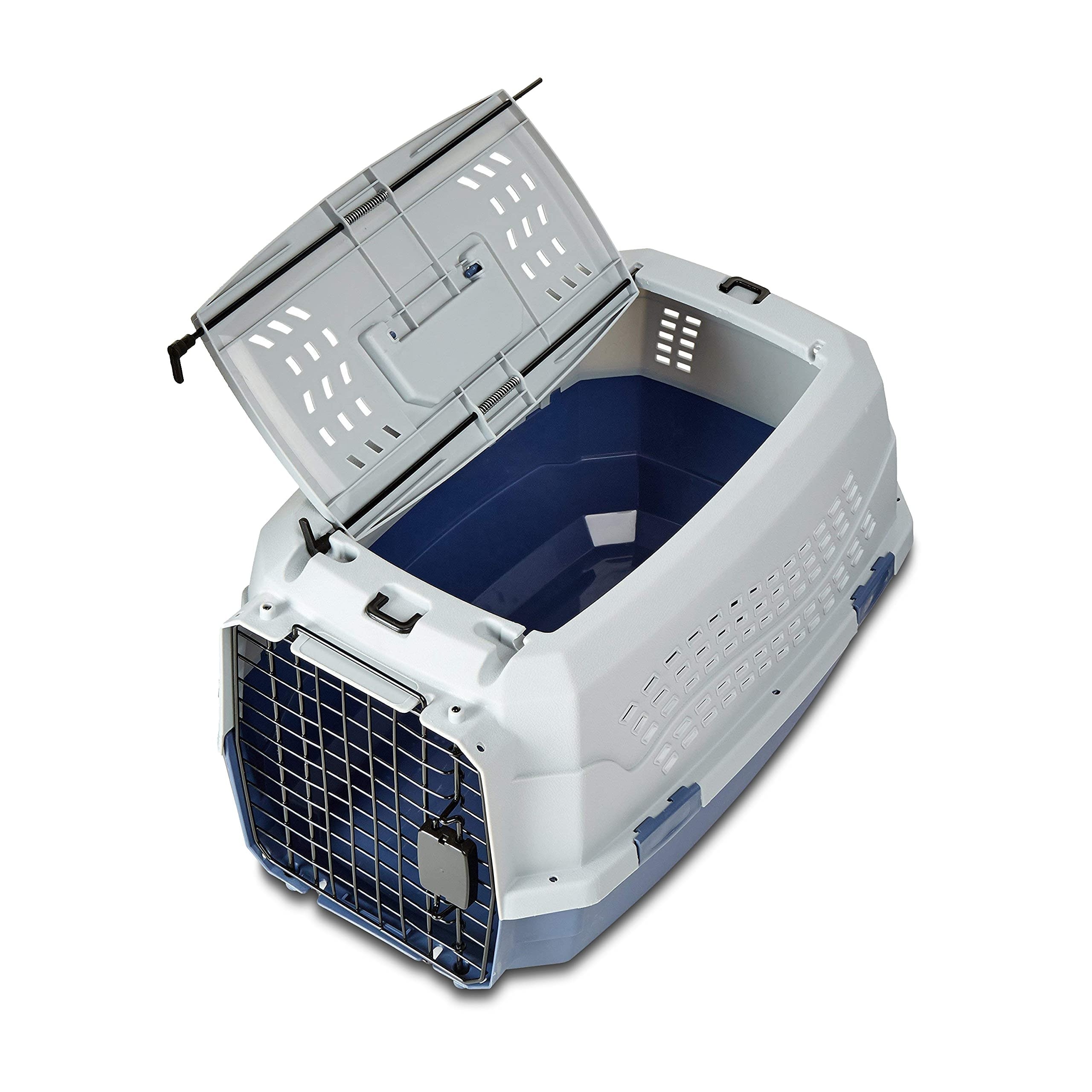 Luxury Large Kennel Dog Cat Crate Carrier Approved Plastic Pet Travel Carrier Gray & Blue