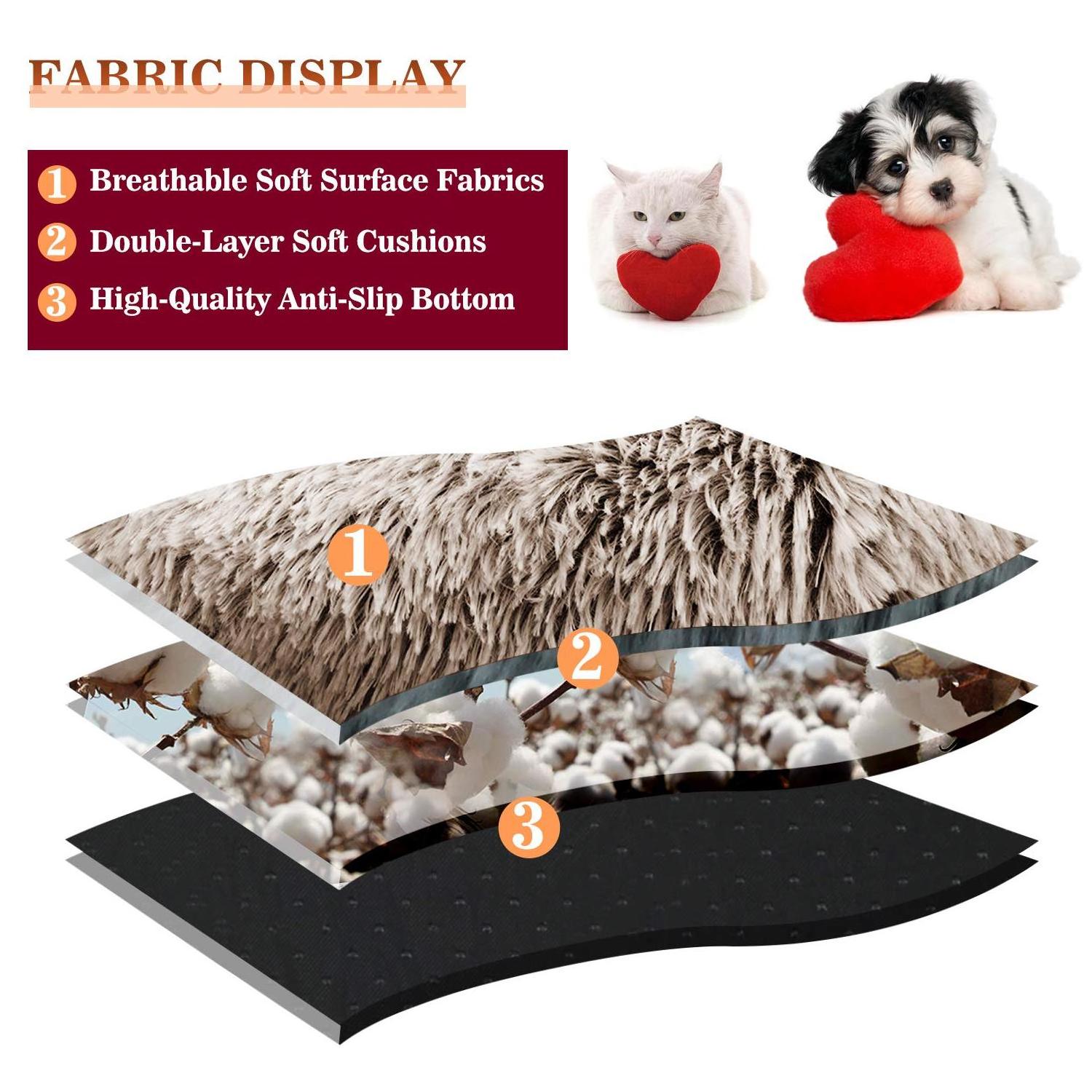 Petdom 2 In 1 Long Plush Fluffy Round Pet Cushion With Canopy Thick Pp Cotton Padding Cat Donut Bed Pet Beds Dog Beds