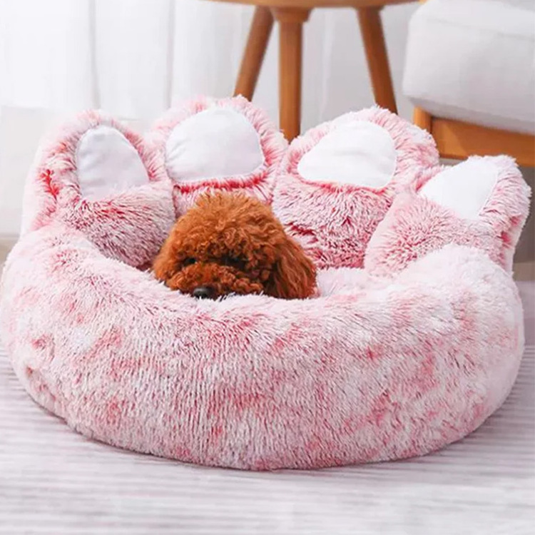 Pet Dog Bed All Seasons Paw Shape Long Plush Warm Cat Bed Cozy And Comfy Pet Cushion For Puppy Large Dog Bed Design Dog Products