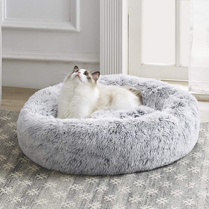 Wholesale Hot Round Novelty Luxury Soft Fluffy Cuddler Cushion Plush Animal Cats Dog Pet Sofa Bed