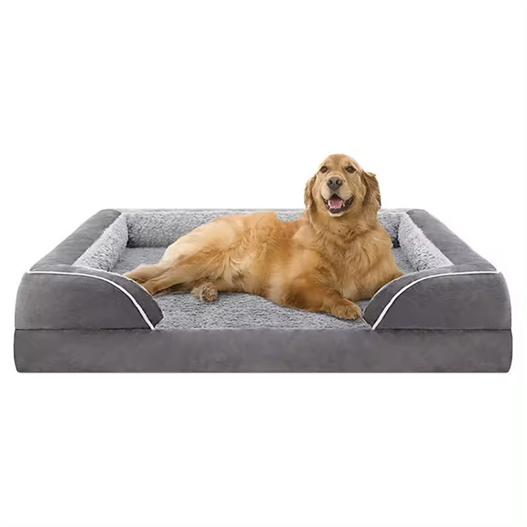 Customized Soft Luxury Compressed Sponge Washable Orthopedic Cushion Cover Dog Pet Bed