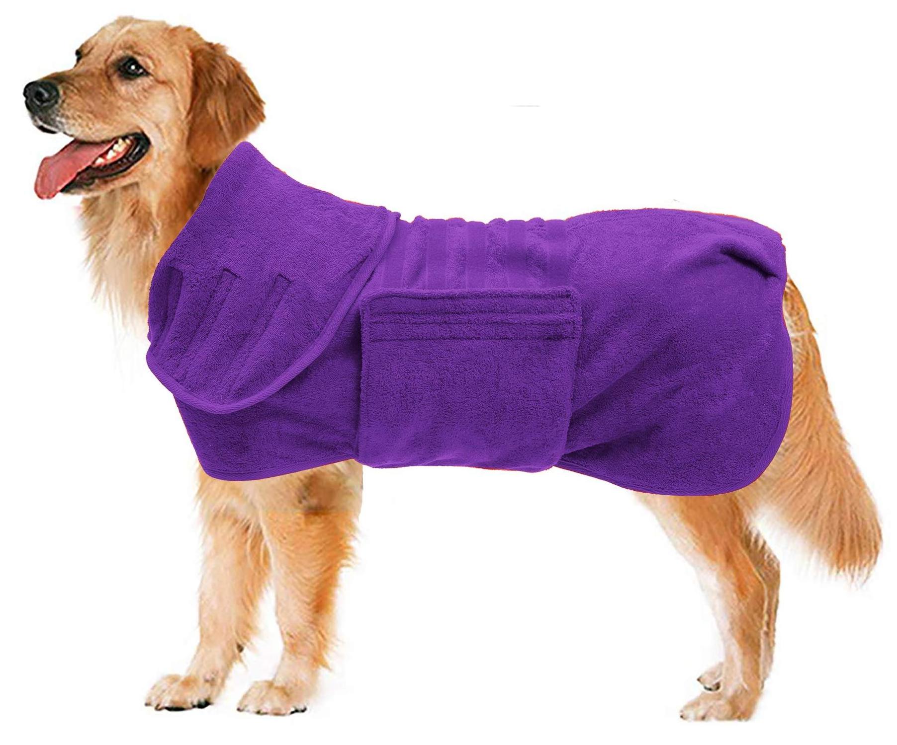 Petdom Super Absorbent Pet Cat Bath Robe Fast Bag Bathrobe Towel Microfiber Luxuriously Soft Dogs Drying Coat