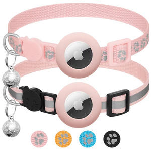 Petdom Airtag Cat Collar Breakaway with Bell Nylon Reflective Adjustable Gps Heavy Duty Training Tracker Airtag Dog Cat Collar