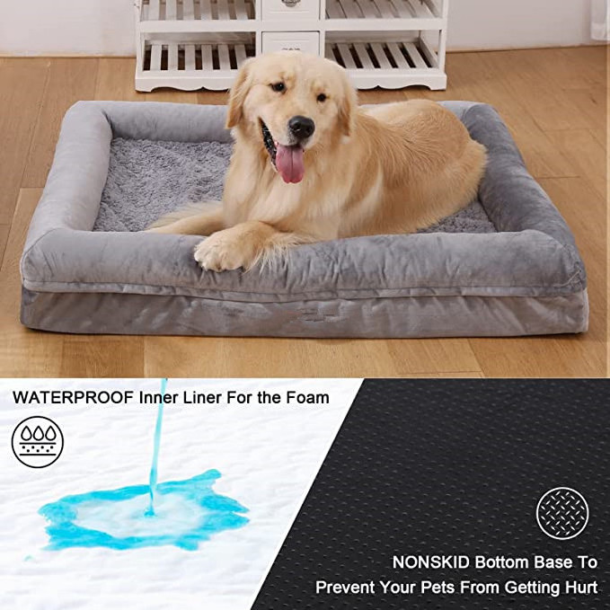 Dog Beds for Extra Large Dogs Orthopedic Washable Dog Bed with [Removable Bolster]