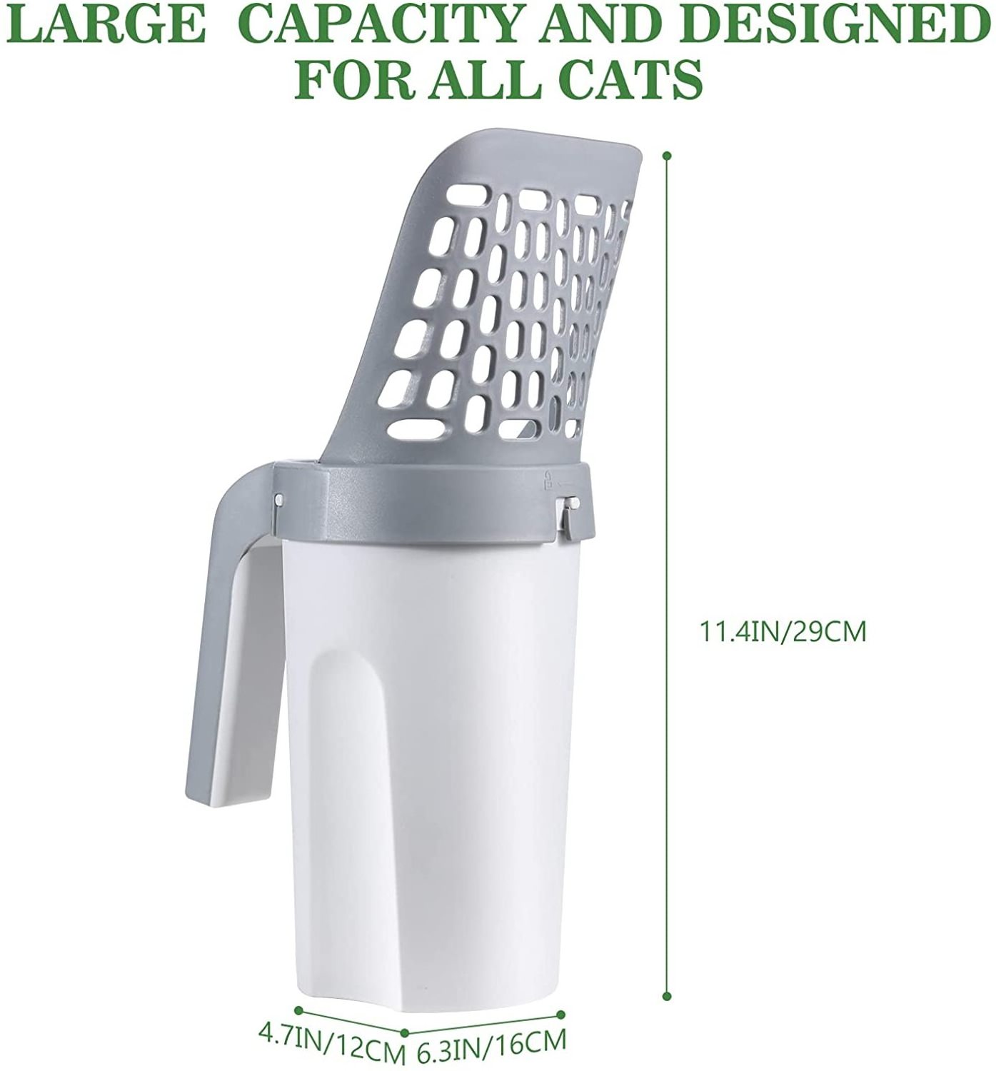 Portable Integrated Cat Litter Shovel High Capacity Kitten Cat Litter Scooper With Waste Bags Pet Cleaning Supplies