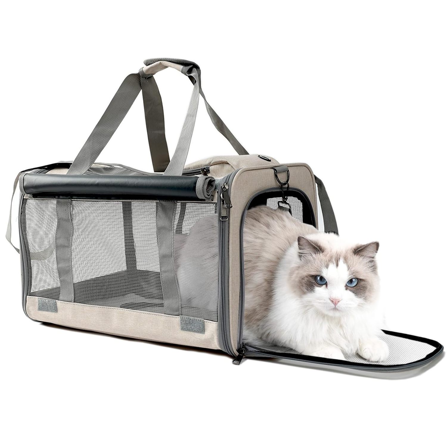 Pet Carrier for Cats & Dogs Soft Sided Travel Carrier Top Load Collapsible Carrier Bag Sturdy Transport Long Trips