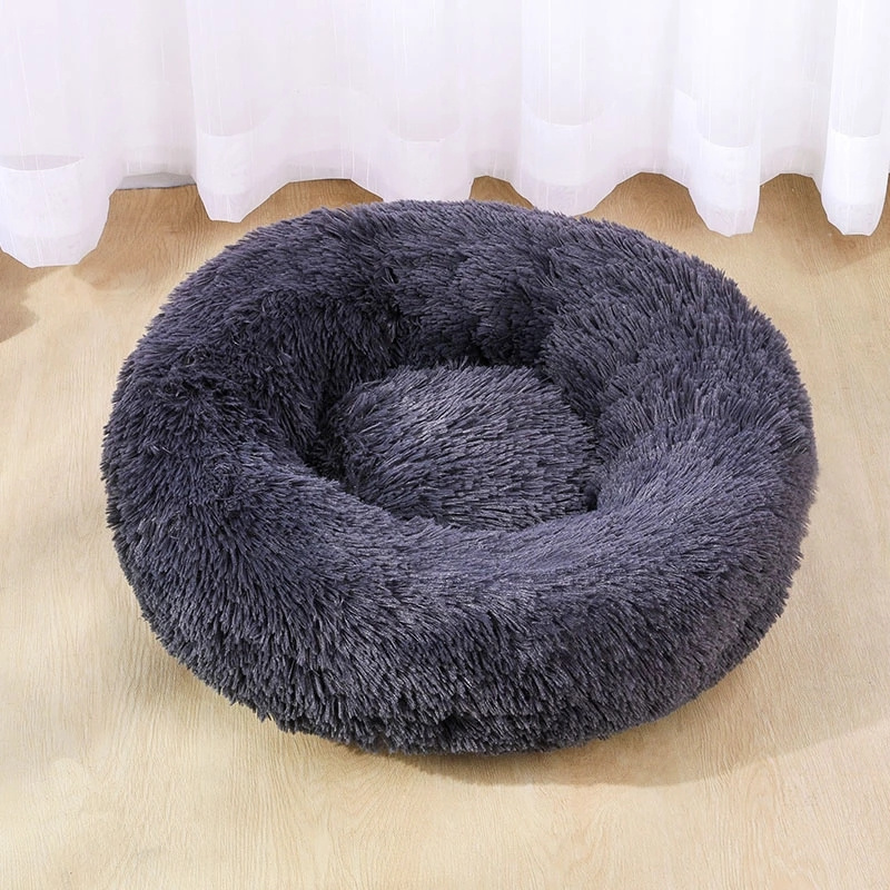 Wholesale Hot Round Novelty Luxury Soft Fluffy Cuddler Cushion Plush Animal Cats Dog Pet Sofa Bed