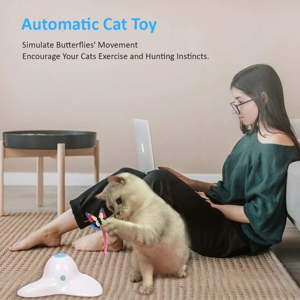 New Arrival Interactive Electric Smart Cat Toy With Rotating Butterfly Funny Exercise Electronic Pets Toys