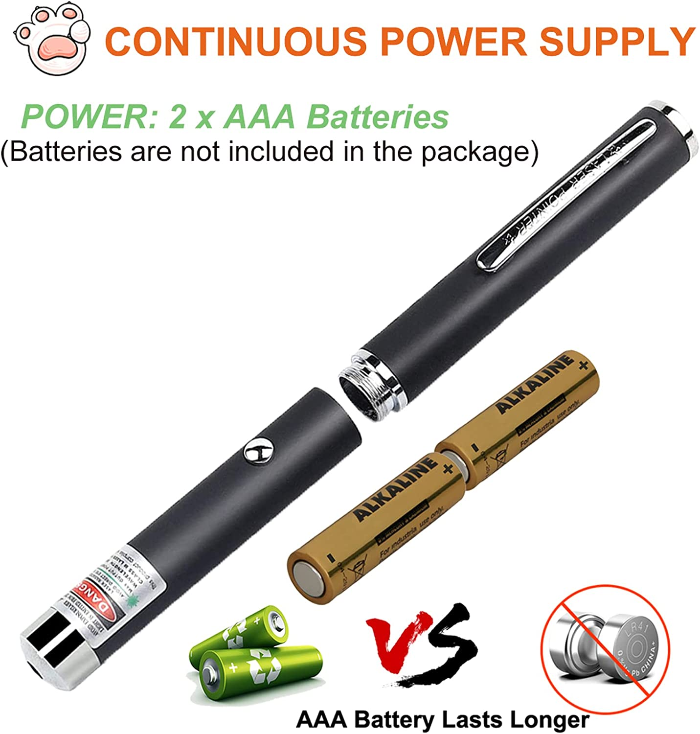 Petdom High Power Laser Light Pen Playing Training Chaser Interactive Cat Toys for Indoor Cats Dogs Pet Pointer Toys Sustainable