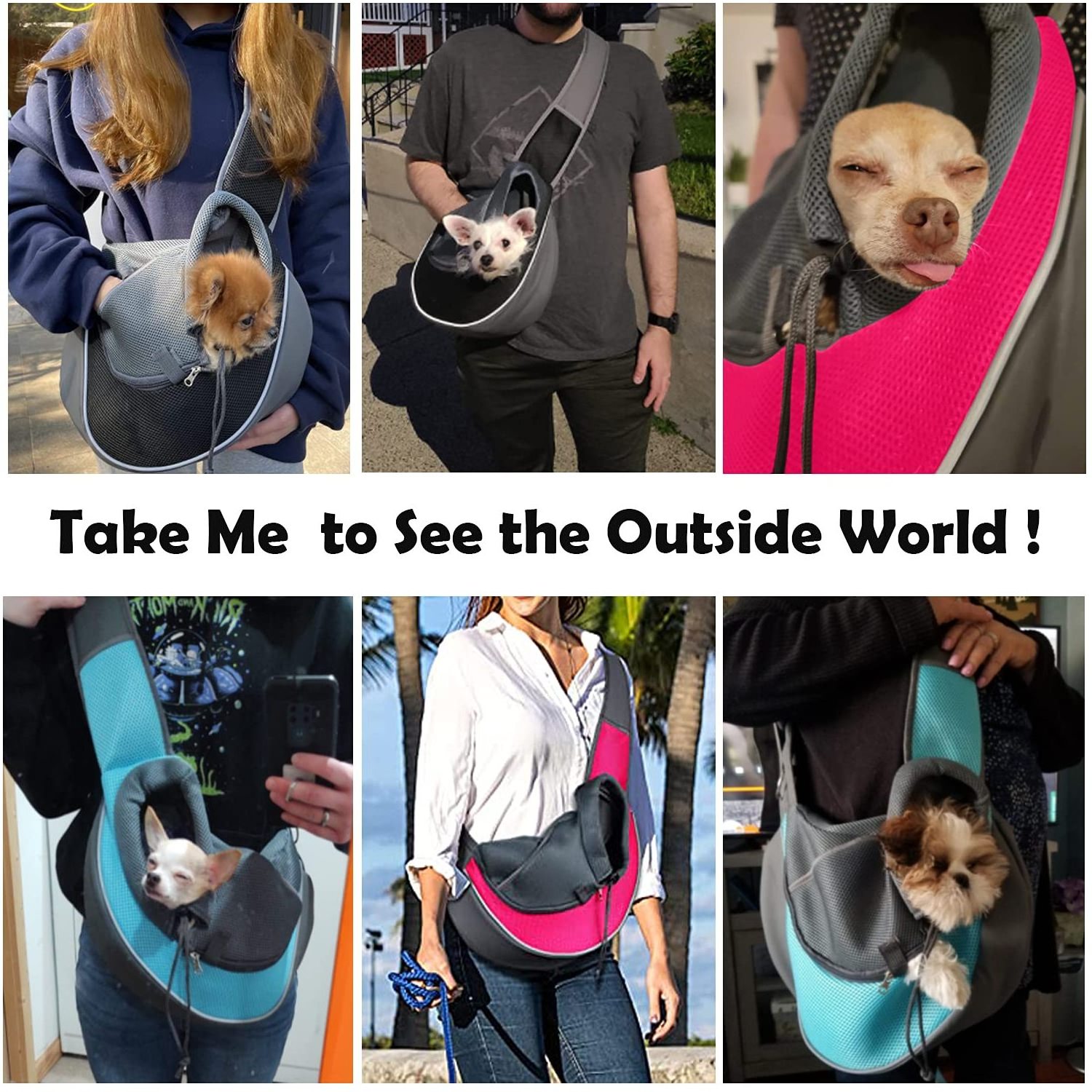 Petdom Waterproof Dog Poop Bag Pet Sling Carrier Sling Carrier For Dogs Cats Adjustable Strap Mesh Hand Free Dog Satchel Carrier