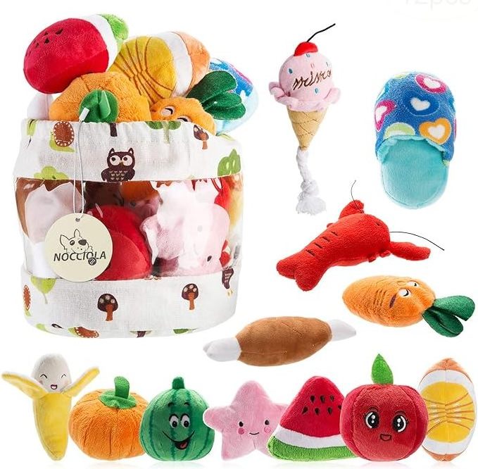 Plush Small Dog Toys for Dogs, Stuffed Dog Toys with Squeakers,12 pcs Puppy Toys with a Carrying Bag for Small Medium Size Dogs