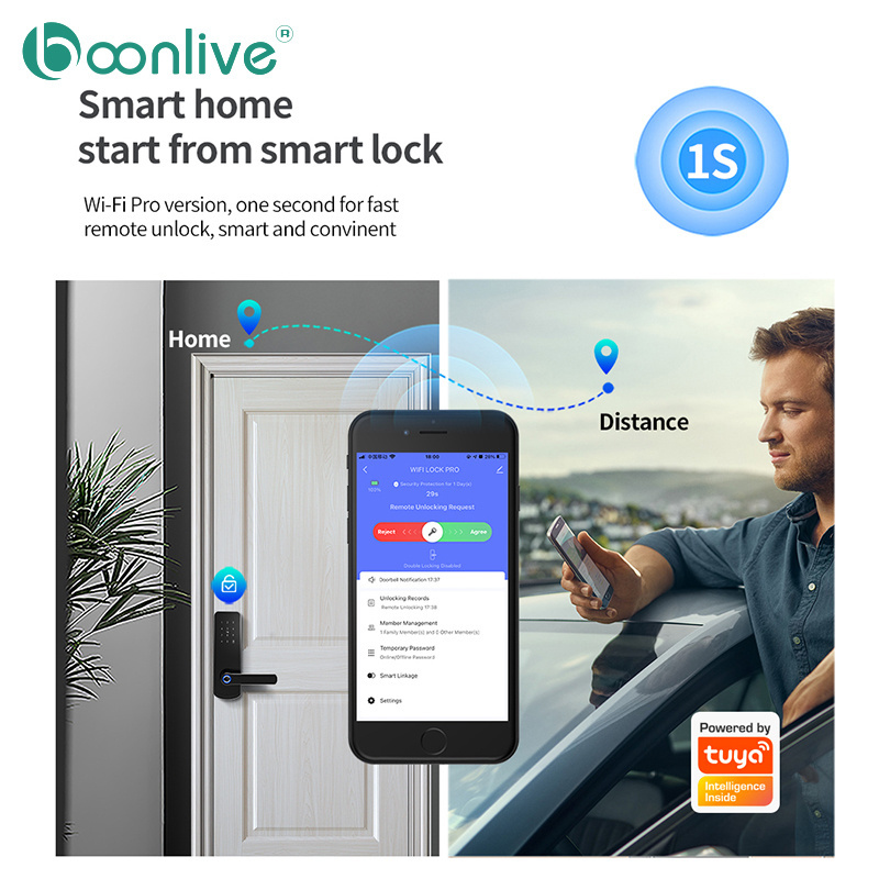 Boonlive Shenzhen NFC Security Smart Lock Work with Apple HomeKit&Mi Home App Xiaomi Automatic Biometric Fingerprint Door Locks