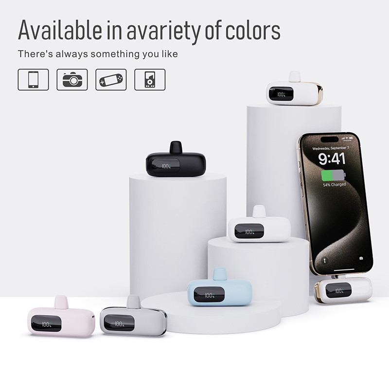 Mini Capsule Power Bank 5000mAh USB C Cute Battery Pack Charger Compact PowerBank Portable Charger for iPhone15 to 14 Series