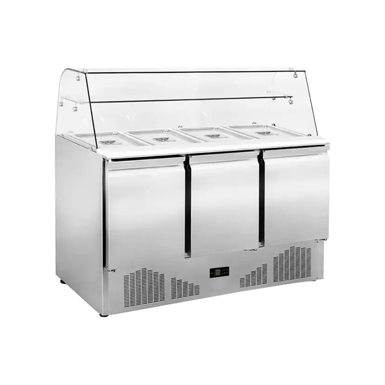 Hot selling supermarket island freezer commercial island freezer refrigeration with curved glass door for frozen food