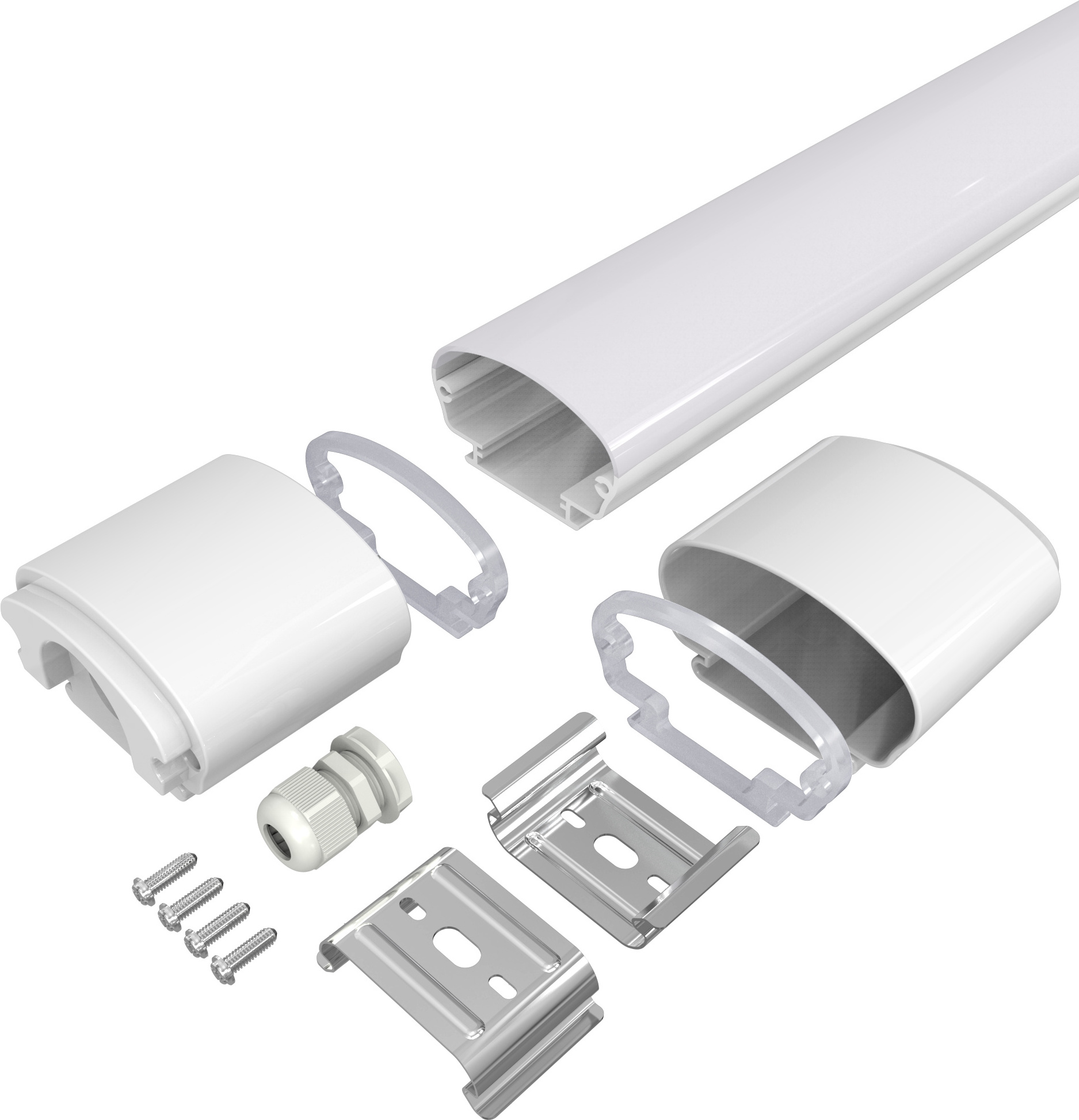 Ip65 Tri-proof Light Led PC Housing Tube Linear Cover Garage Light Fixture