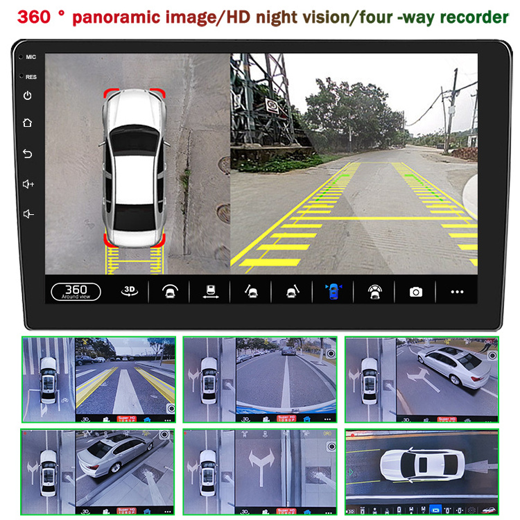 panoramic camera fish eye 360 degree bird view panoramic navigation 9inch android parking monitoring car player