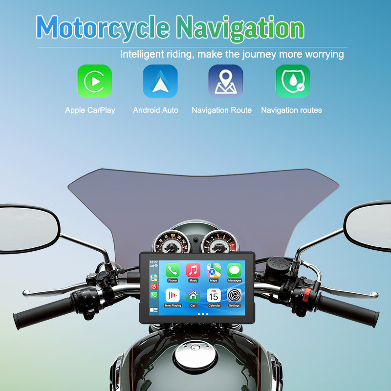 5inch motorcycle portable wireless carplay navigations display IPX7 waterproof motor car player