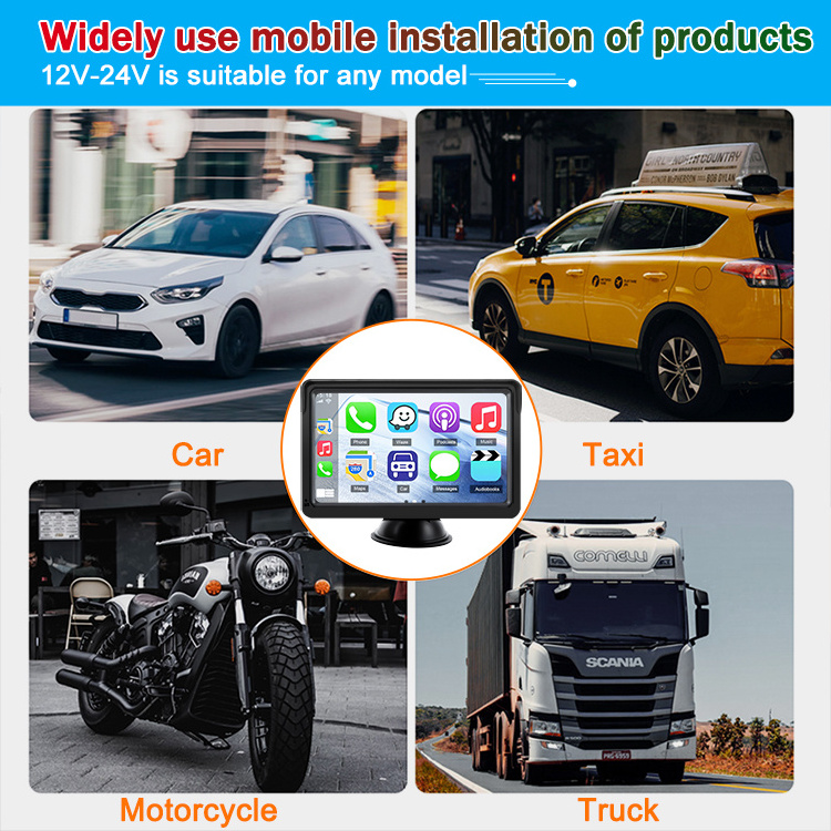 7inch car display monitor Wireless portable mp5 car radio stereo player with gps navigation carplay android auto