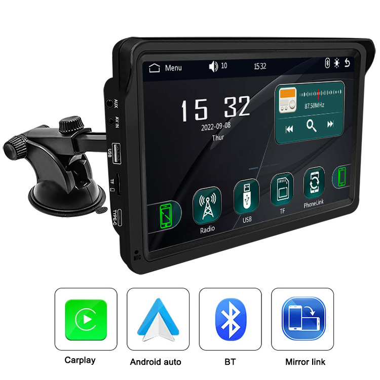 7inch car display monitor Wireless portable mp5 car radio stereo player with gps navigation carplay android auto