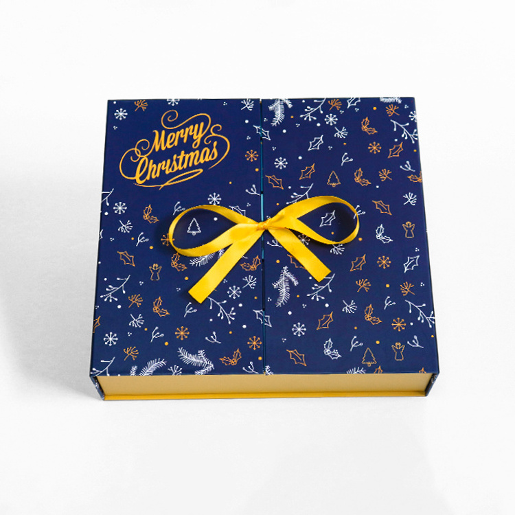 2023 New Custom Advent Calendar Boxes  Beauty Christmas Paper Gift Box Christmas Gift Box with Ribbon