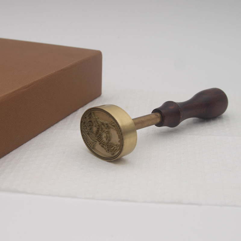 Hot Selling Printed Original Wooden Handle Brass Head Wooden Handle Wax Seal Stamp All kinds of food ice printing handle