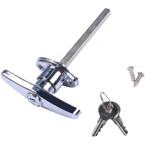 Hot Sale Aluminium Chrome Plated Black Universal Stainless Steel Garage Shed Door Emergency Handle Locks Keyed T Handle Locks