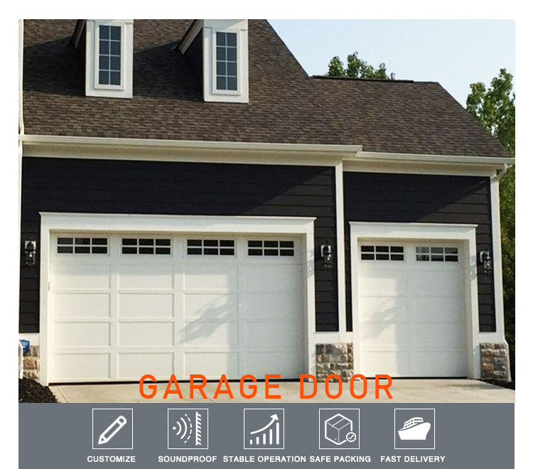 Black Single 8ft X7ft Aluminum Double Garage Door 16x7 10x7 Modern High Quality Security Sectional Garage Door