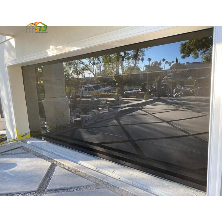 Aluminum Full View Plexiglass Glass Garage Door 16x8 Black Glass Garage Roller Door