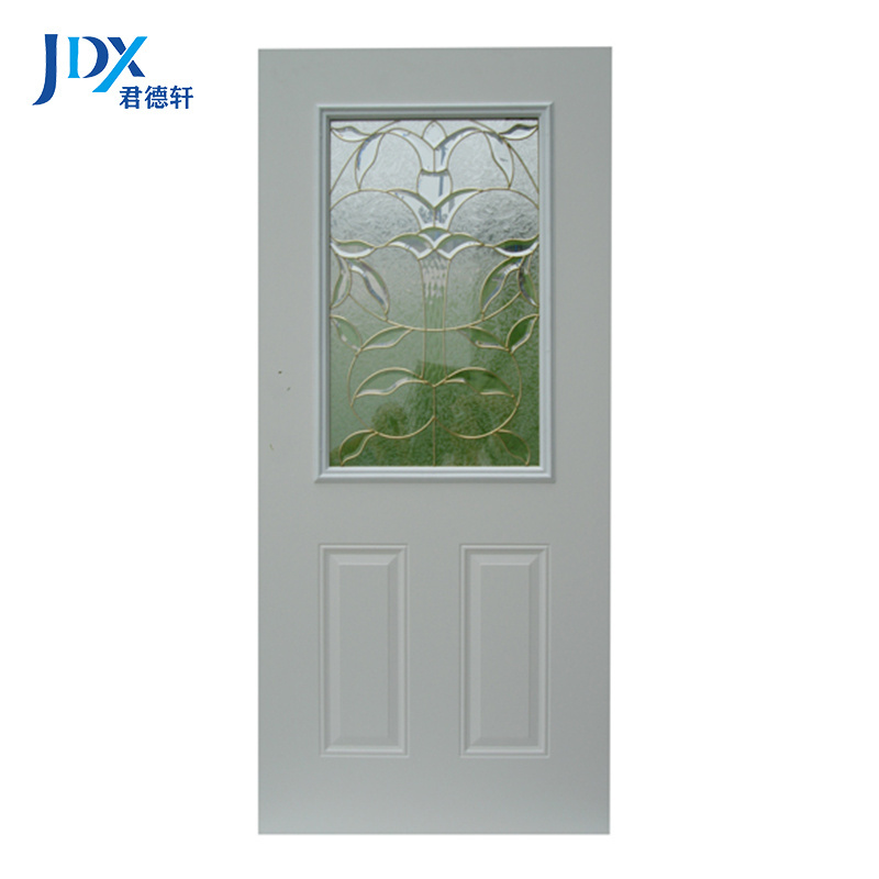 Italian Iron Modern Entrance Wrought Iron Single Door 3 Panels Modern Designs Entry Fiberglass Door Exterior