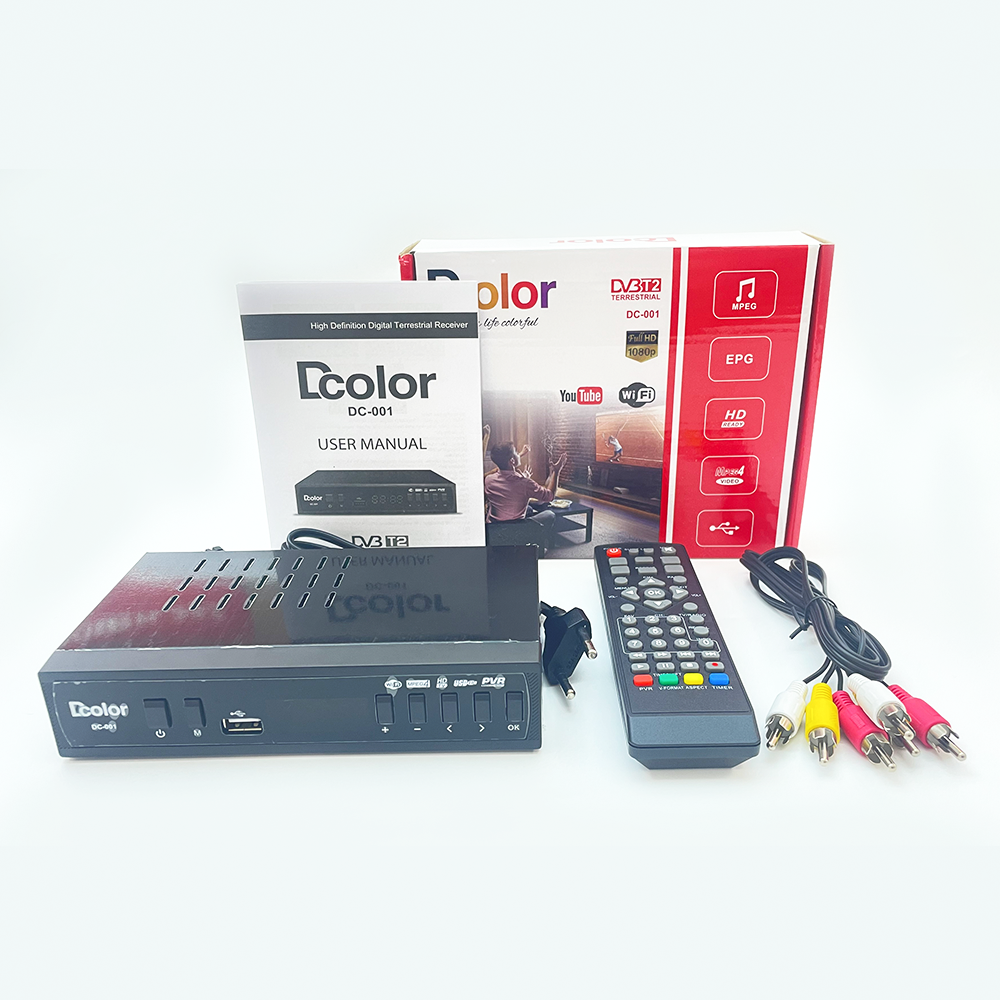 Dcolor Full HD 1080P Digital DVB T2 Receiver 2023 DVB T2 Set Top Box H.264 DVB T2 Decoder