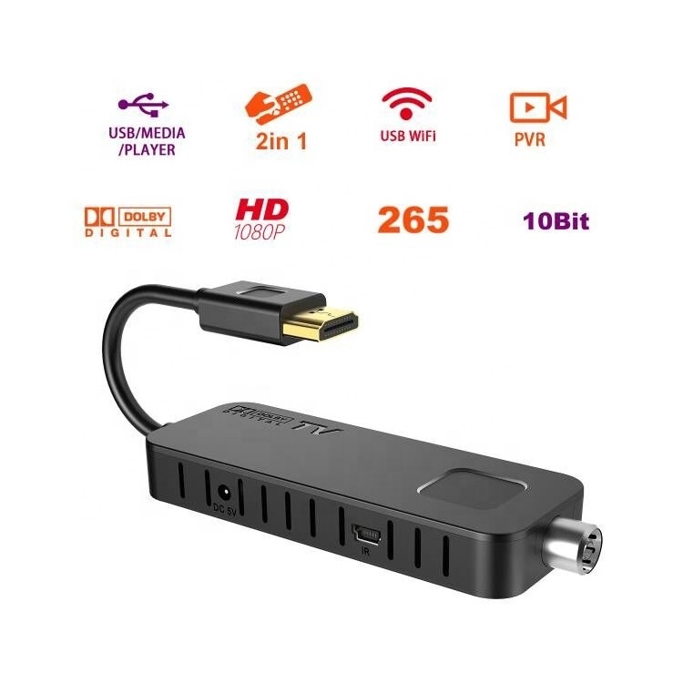 Software Support Digital Terrestrial TV Receiver H265 Decoder Set Top Box STB stick sender dvb t2 full hd TV Stick