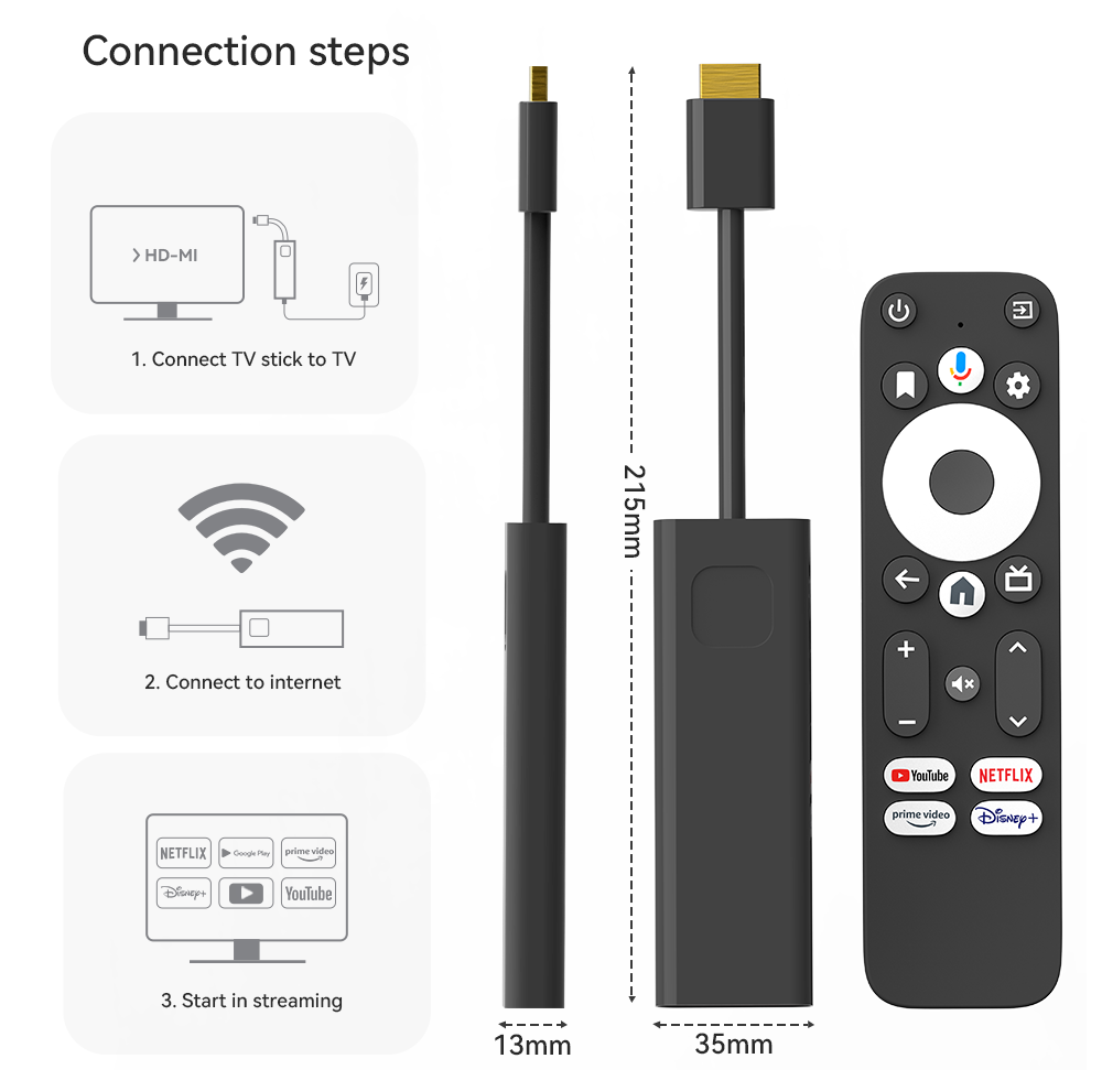 2023 Hot Sale Google Certified 4K Android TV Stick Dual Wifi 2.4G/5G Android 11 TV Stick Google TV Box